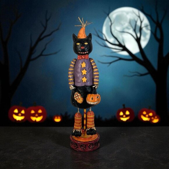 vtgMark Roberts Black Cat Trick Treat Halloween Folk Art Figurine16